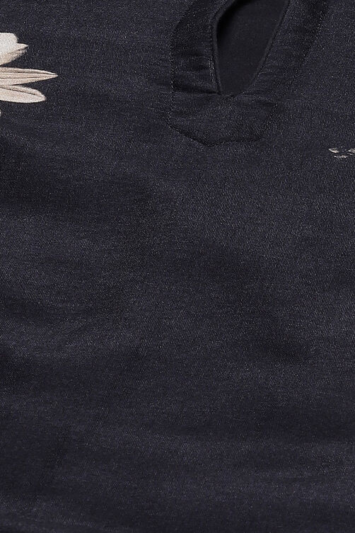 Rohit Bal Black Cotton Silk Straight Printed Suit Set image number 1
