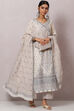 Off White Cotton Straight Kurta Palazzo Suit Set image number 0