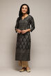 Black LIVA Straight Printed Kurta image number 5