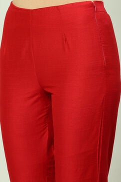 Red Art Silk Cotton Narrow Pants image number 1