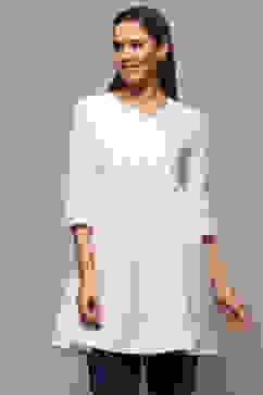 White Cotton Straight Kurta image number 5