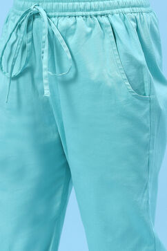 Powder Blue Cotton Solid Pant image number 1