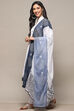 White Cotton Asymmetric Anarkali & Churidar Suit Set image number 4