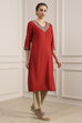 Blue Solid Straight Kurta image number 4