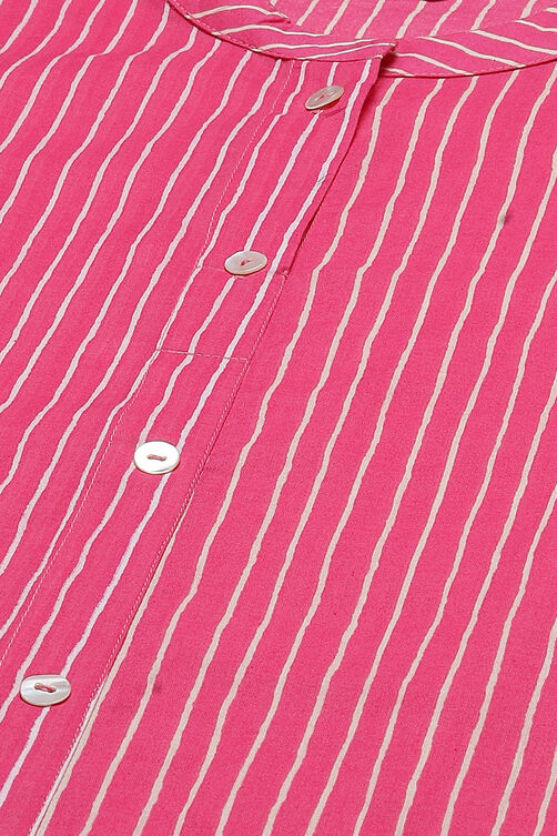 Magenta Cotton Straight Kurta Regular Pants Suit Set image number 1