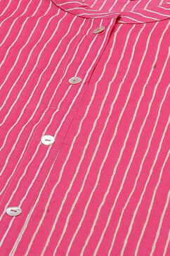 Magenta Cotton Straight Kurta Regular Pants Suit Set image number 1