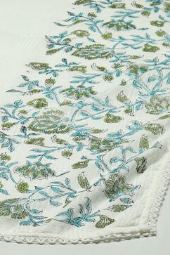 White Green Cotton Unstitched Suit set image number 4