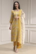 Turquoise Chanderi Handloom Unstitched Suit Set image number 1