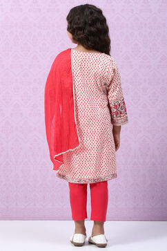 Ecru Cotton Straight Kurta Regular Pants Suit Set image number 4