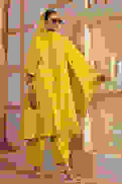 Lime Green Silk Printed Gathered Suit Set image number 5