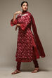 Maroon Cotton Layered Kurta Churidar Suit Set image number 6