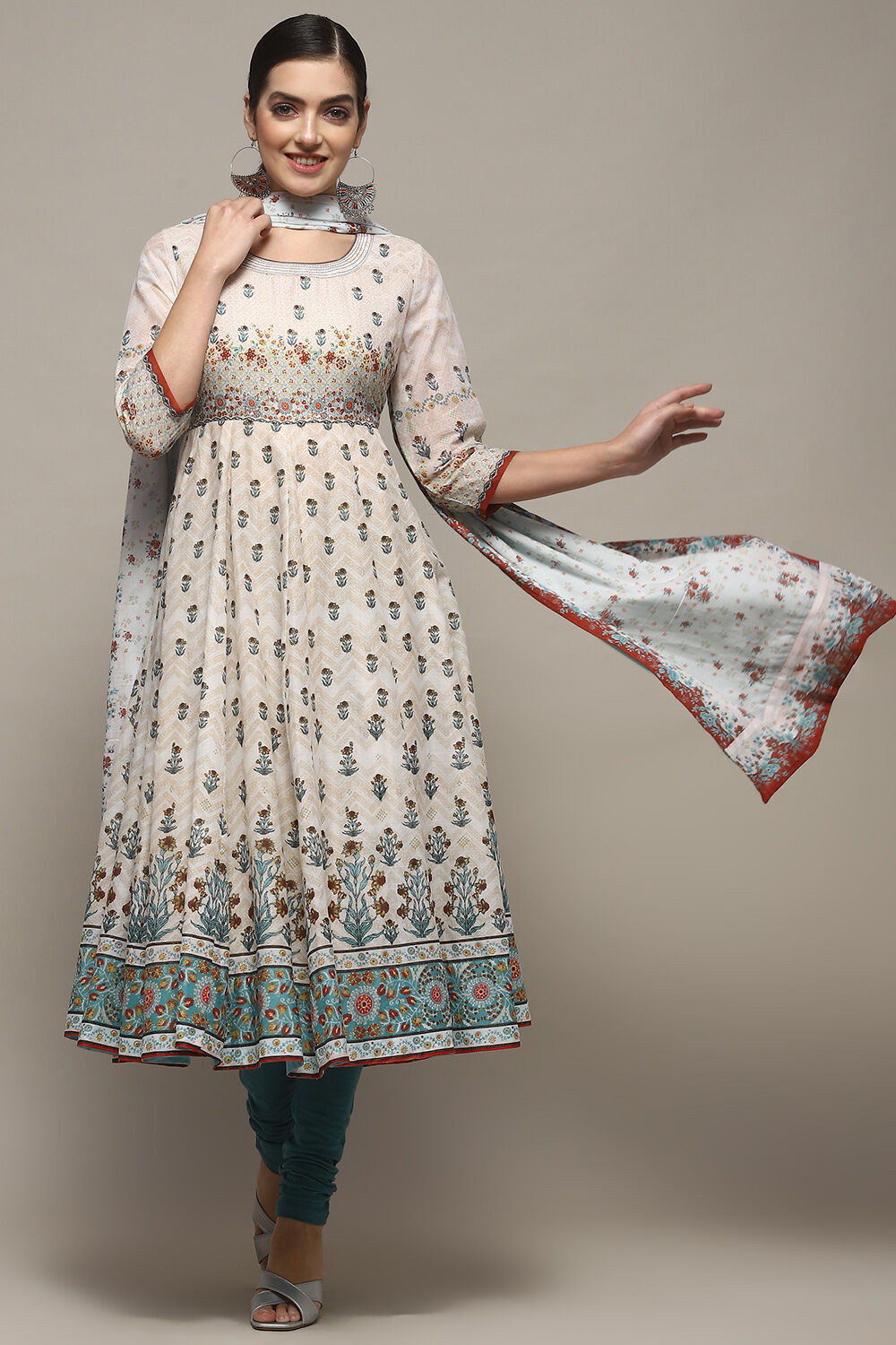 Yellow Voile Anarkali Kurta Churidar Suit Set image number 0