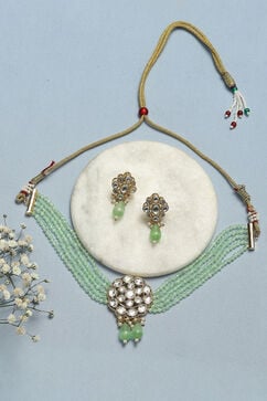 Mint Green Brass Necklace Set image number 0
