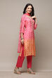 Pink Muslin Digital Print Unstitched Suit Set image number 7