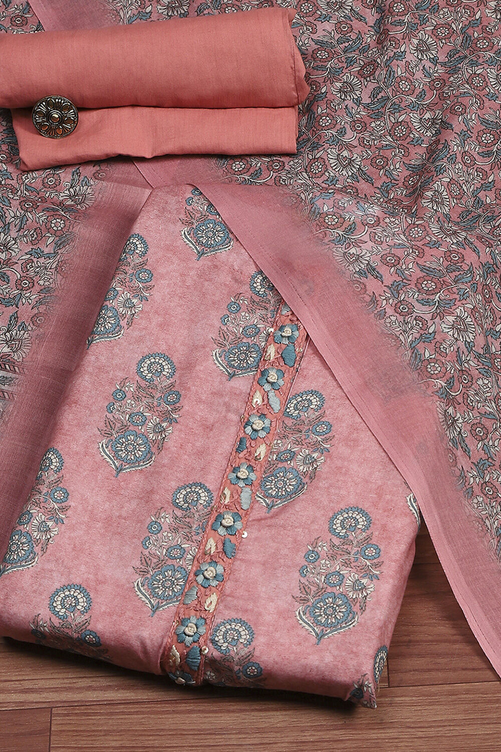 Lime Green Cotton Digital Print Unstitched Suit Set image number 0