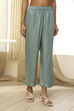 Dull Blue Solid Straight Palazzo image number 4