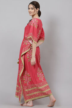 Pink Straight Cotton Printed Sleepwear image number 5