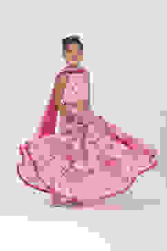 Pink Cotton Printed Regular Lehenga Set image number 0