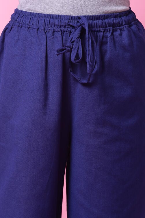 Blue Cotton Flax Straight Kurta Pants Set image number 2