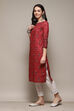 Green Cotton Straight Printed Kurta image number 2