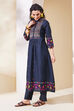 Black Cotton Straight Kurta Pants Set image number 3