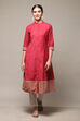 Pink Cotton Blend A-Line Printed Kurta image number 5