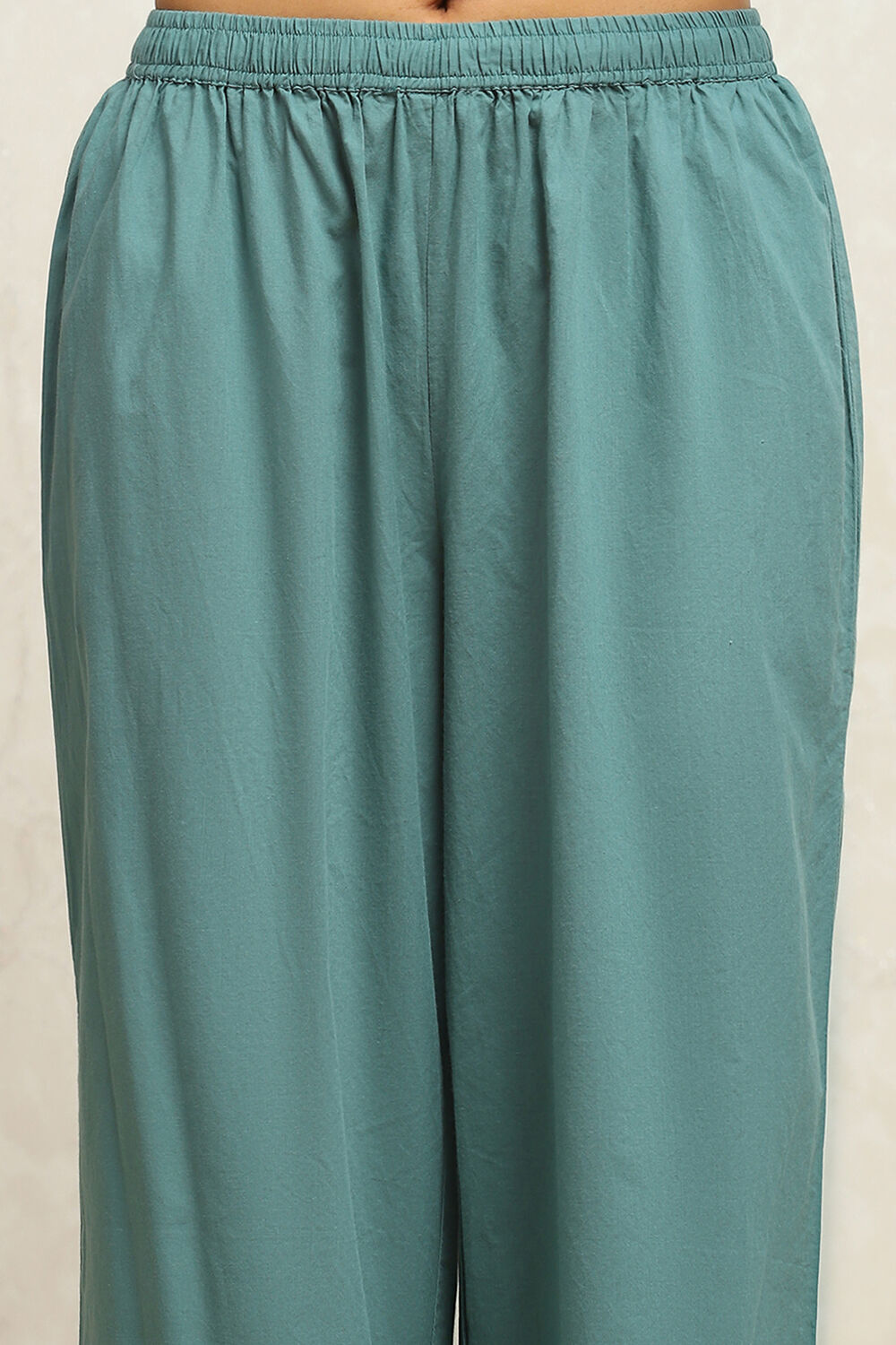 Ecru Cotton Geometric Printed Anarkali Suit Set image number 2