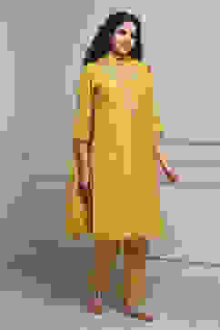 Lime Cotton Blend Printed Straight Suit Set image number 5