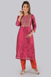 Pink Unstitched dress material Suit Set image number 3