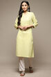 Pink Cotton Blend Straight Yarndyed Kurta image number 3