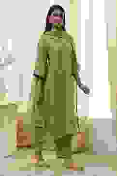 Green Solid A-Line Suit Set image number 5