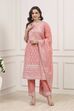 Sea Green Cotton Straight Kurta Pants Suit Set image number 6