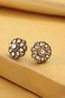 White Gold-Plated Brass Kundan Stud Earrings image number 0