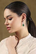 Green Silver Plated Stone Studded Drop Earrings image number 3