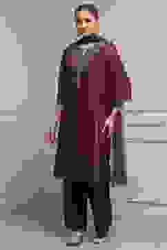 Purple Poly Georgette Printed Straight Suit Set image number 3