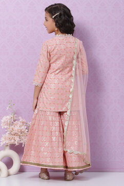 Onion Pink Art Silk Sharara Kurta Garara Suit Set image number 4