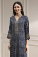 Blue Printed Straight Kurta image number 1
