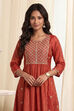 Yellow Polyester A Line Kurta image number 7