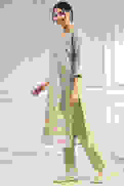 Teal Cotton Printed Unstitched Suit Set image number 4