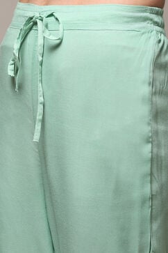 Sea Green Rayon Straight Kurta Regular Pants Suit Set image number 2