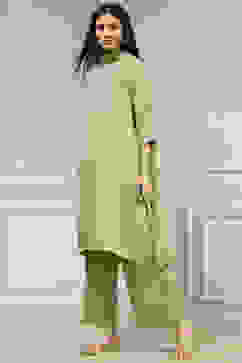 Sage Green Solid Straight Suit Set image number 3