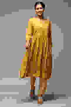 Mustard Rayon Flared Kurta image number 0