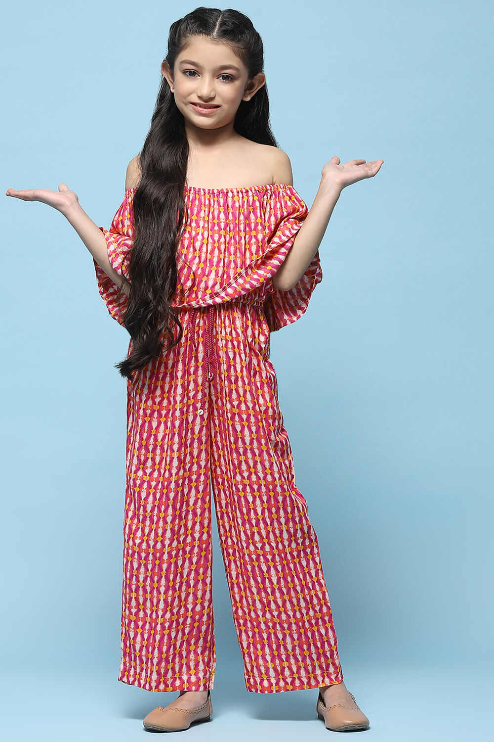 Pink Printed Rayon Jumpsuit image number 5