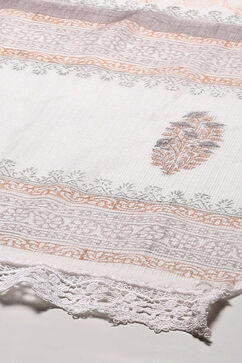 Beige Cotton Machine Embroidered Unstitched Suit Set image number 4