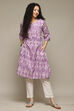 Purple Cotton IKAT Straight Yarndyed Kurta