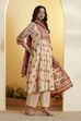 Beige Cotton Kalidar Suit Set image number 4