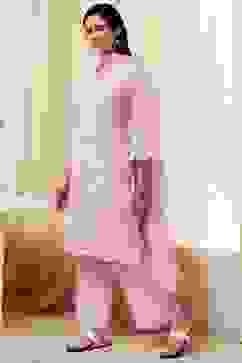 Pink Cotton Schiffli Straight Suit Set image number 3