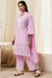 Pink Cotton Schiffli Straight Suit Set image number 3