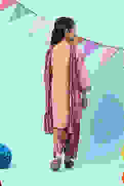 Salmon Orange Polyester Straight Solid Suit Set image number 4