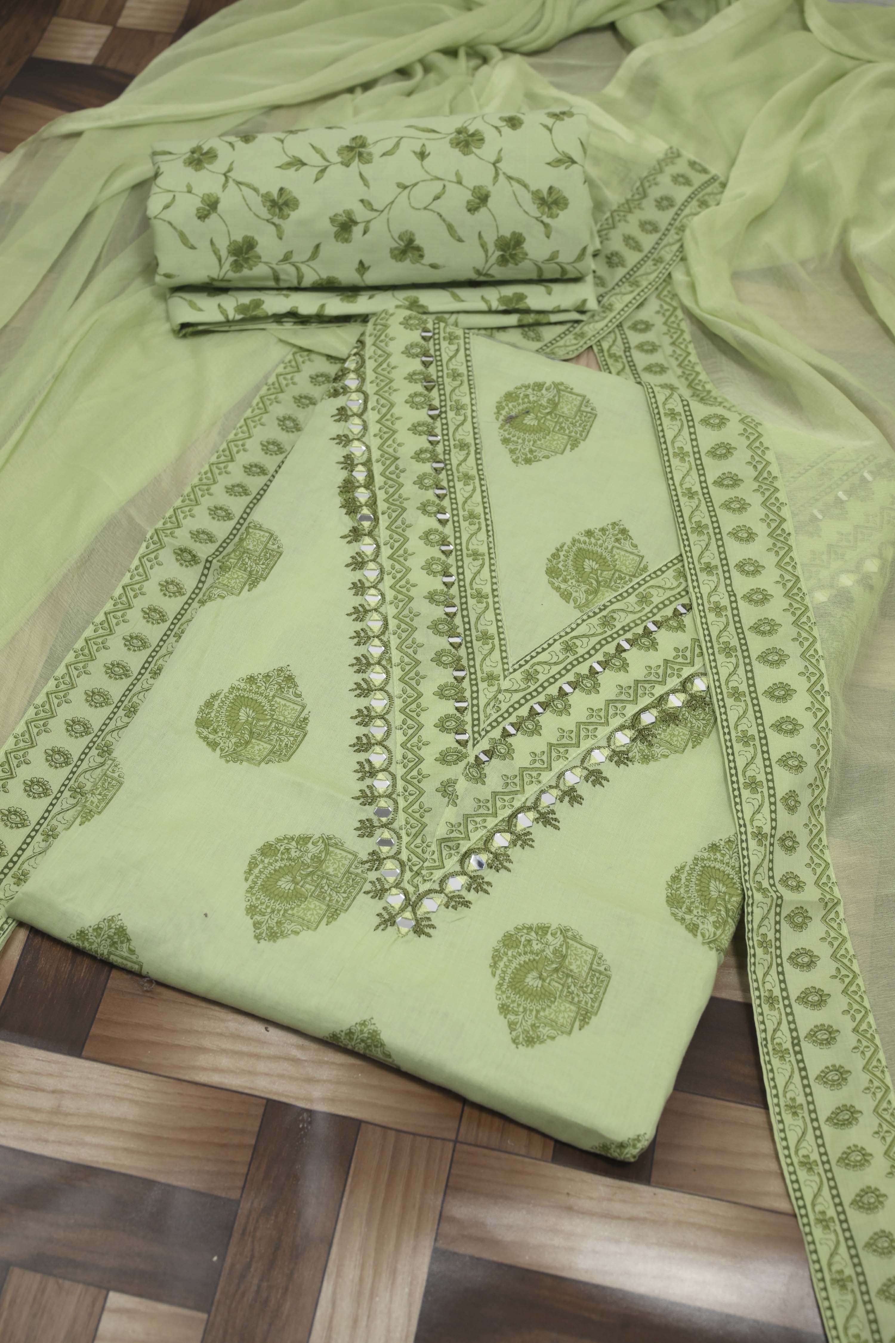 Pastel Cotton Printed Unstitched Suit Set image number 0